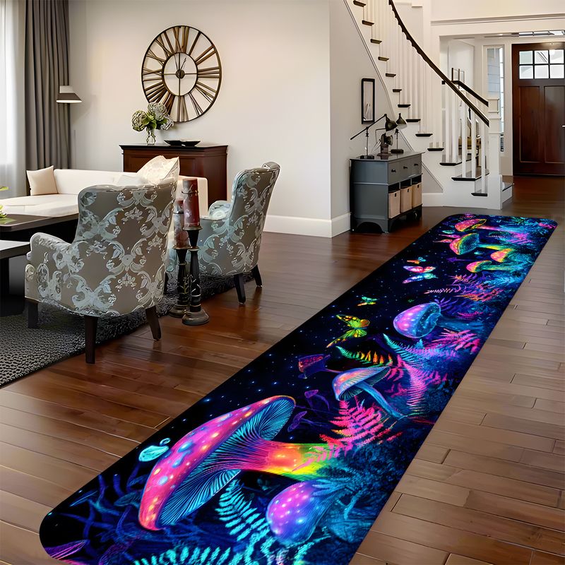 Home Bathroom Floor Mats - VIKAMA Psychedelic Neon Mushroom Butterfly Long