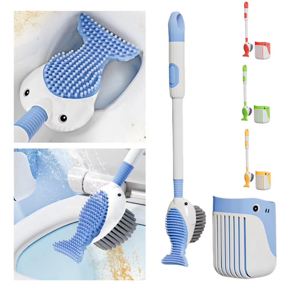 Toilet Brush Holder - Squirt Whale Toilet Brush 360-Degree Cleaning