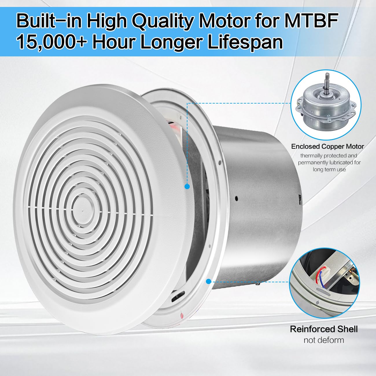 Home Bathroom Vent Fans - V2262-50 7 Inch Bathroom Exhaust Fan