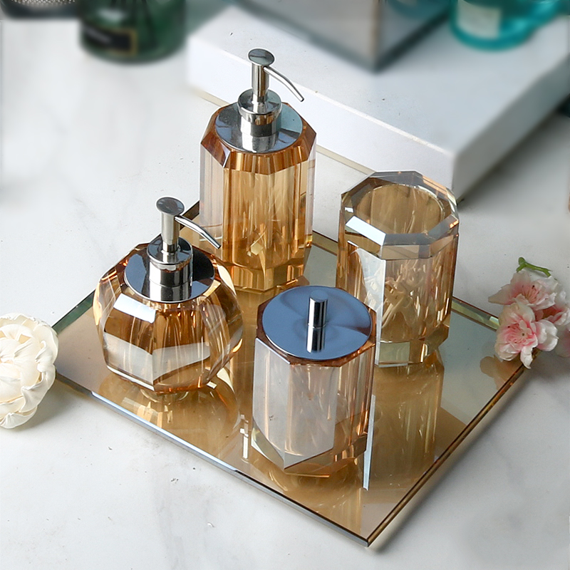 Zara Home Bathroom - Amber Crystal Glass Lotion Bottle Aromatherapy