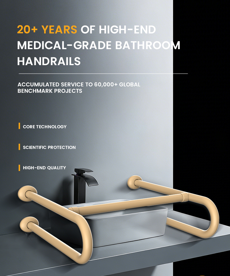 Home Bathroom Grab Bar - U Shaped Ergonomic Wall Mounted Wash