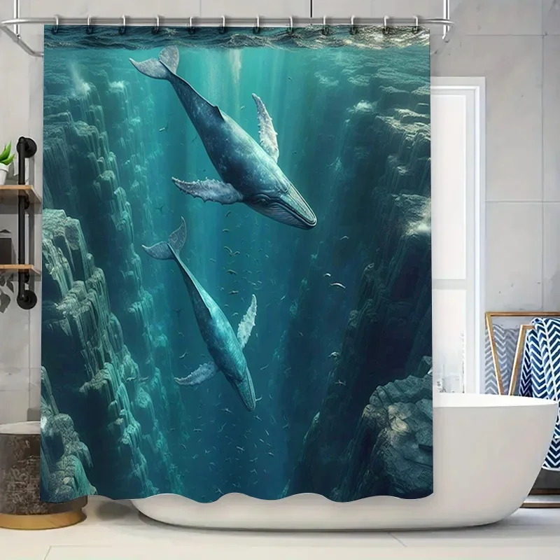 Home Bathroom Remodel - 3D Printed Whale Shower Curtain Waterproof