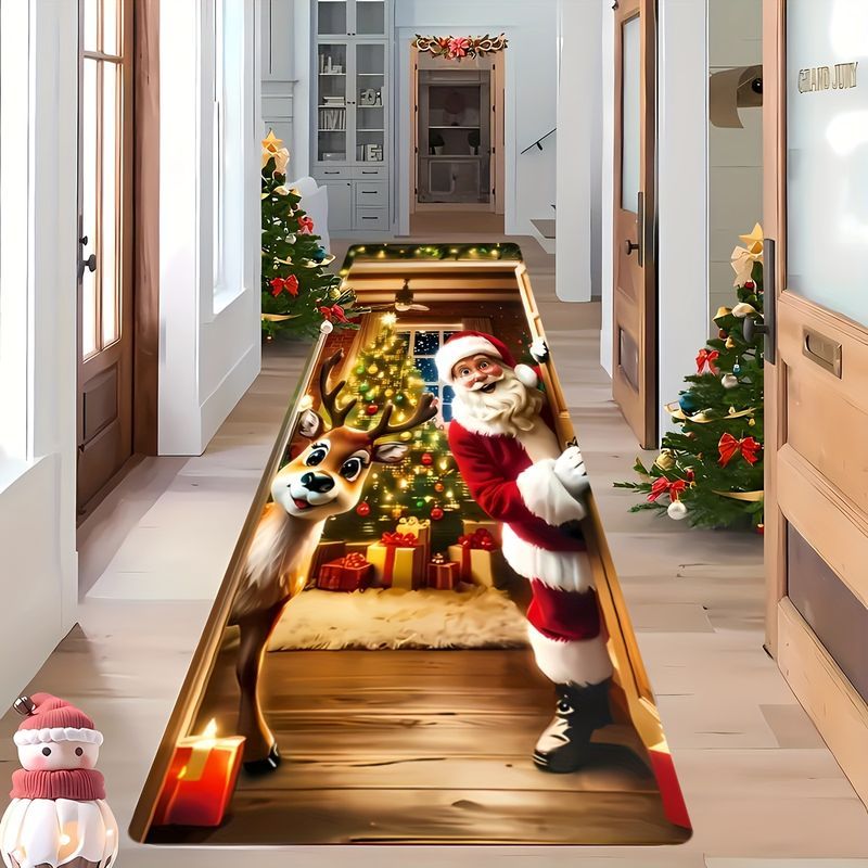 Home Bathroom Wear - VIKAMA 3D Santa Reindeer Christmas Runner