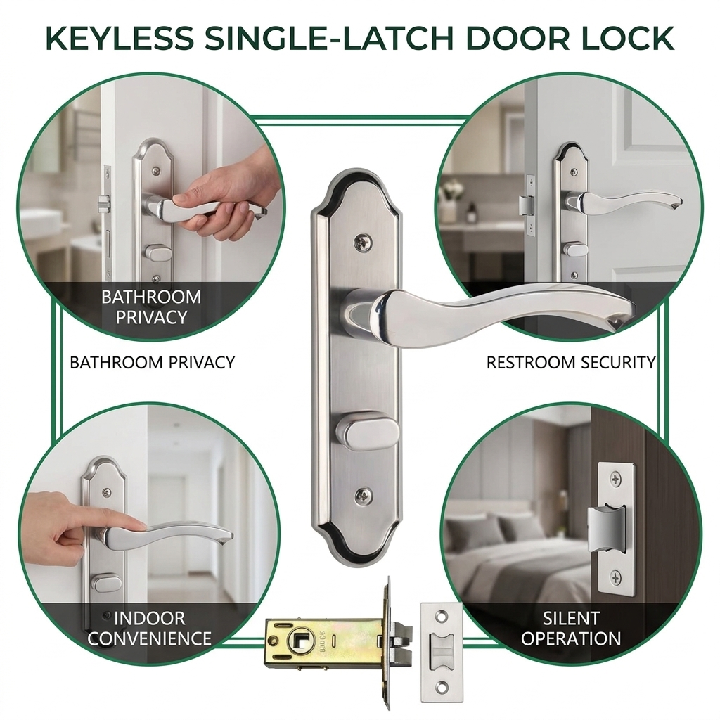 Home Bathroom Hardware - Door Lock Aluminum Alloy Privacy Handle