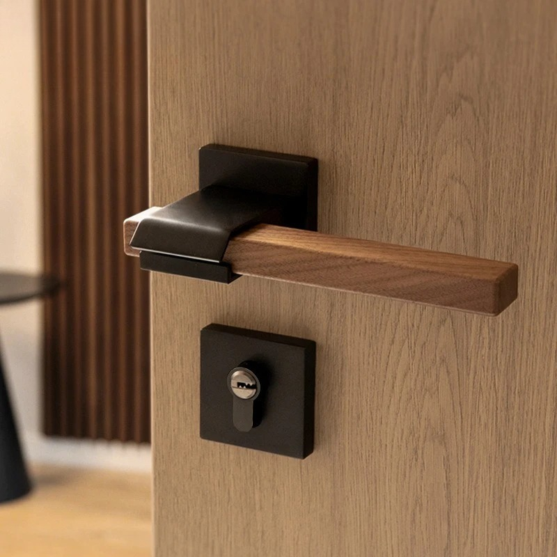 Walnut Door Handle Indoor Meta - Home Bathroom Hardware review and price