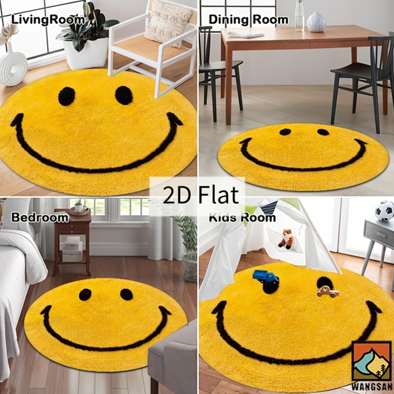 2D Round Flannel Rug Smiley Fa - Home Bathroom Floor Mats review and price