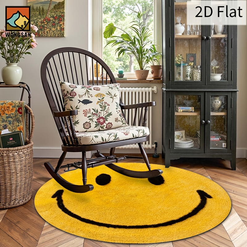 2D Round Flannel Rug Smiley Fa - Home Bathroom Floor Mats review and price