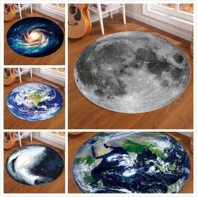 Galaxy Earth Moon Round Carpet - Home Bathroom Floor Mats review and price